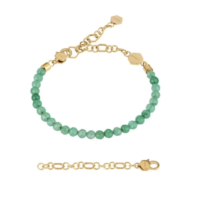 BREIL – BRACCIALE DONNA – KALEIDO BRACCIALE IN ACCIAIO IP GOLD E QUARZO AVVENTURINA VERDE