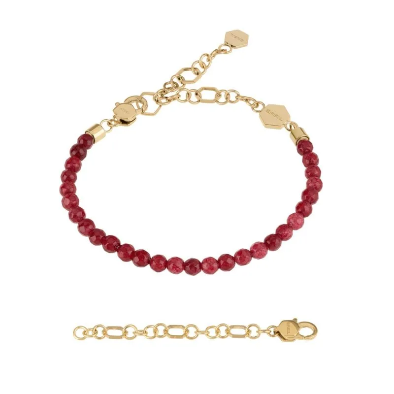BREIL – BRACCIALE DONNA – KALEIDO BRACCIALE IN ACCIAIO IP GOLD E AGATA ROSSA