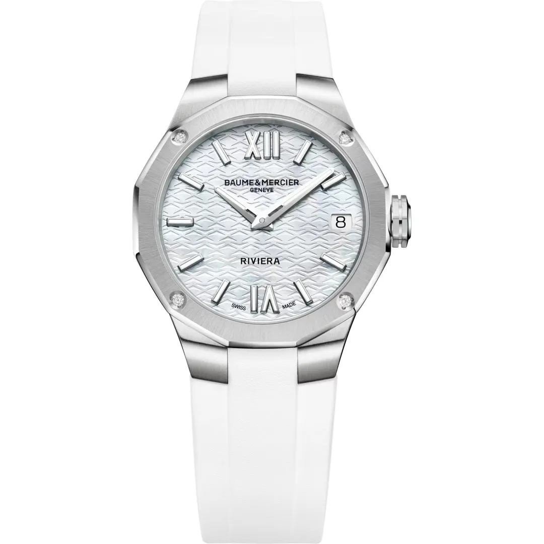 BAUME MERCIER RIVIERA QUARZO, DATARIO, DIAMANTI - 33 MM M0A10837