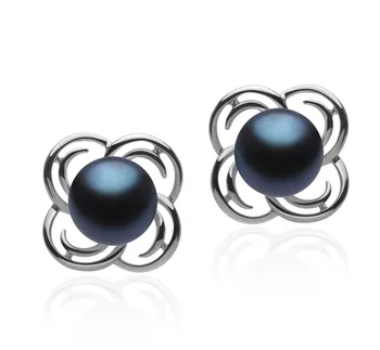 7-8mm di Perle Acqua Dolce Orecchini en Bella Nero