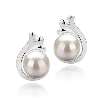 7-8mm di Perle Acqua Dolce Orecchini en Bikita Bianco