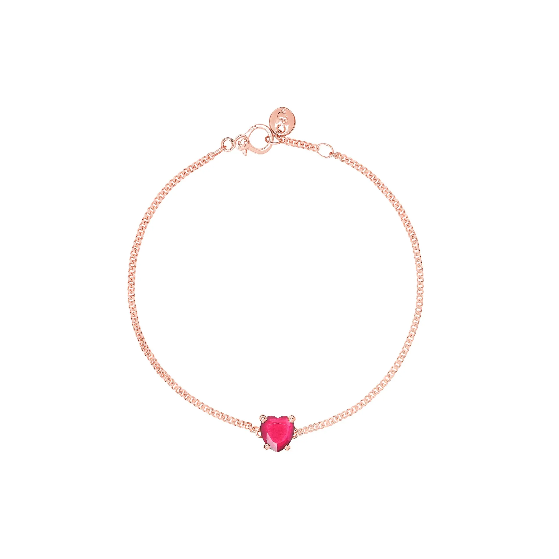 BRACCIALE 100% AMORE DODO ORO ROSA 9K RUBINO SINTETICO DBC3000-HEART-SR09R-L