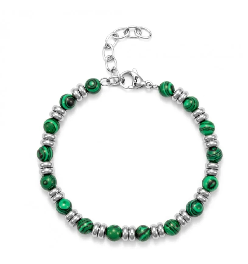 Bracciale 4US Cesare Paciotti malachite uomo 4UBR5629 con sfere verdi
