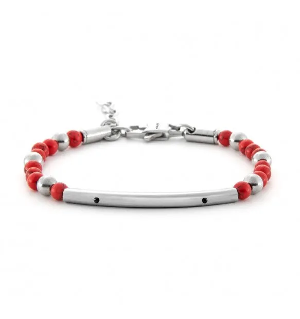 Cesare Paciotti 4US Bracciale Uomo Con Sfere Rosse