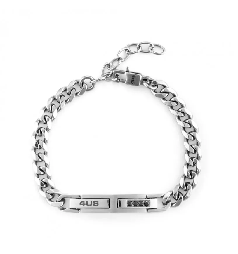 Bracciale 4US Cesare Paciotti uomo 4UBR6148 in acciaio con zirconi neri