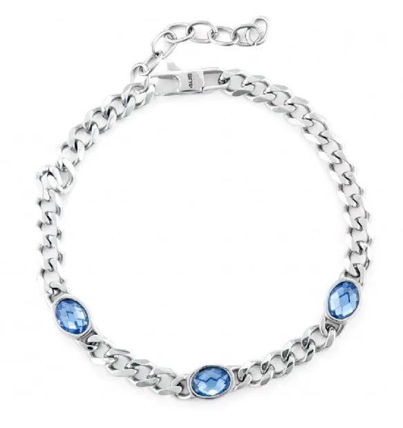 Cesare Paciotti 4US Bracciale Uomo Catena Con Zirconi Blu