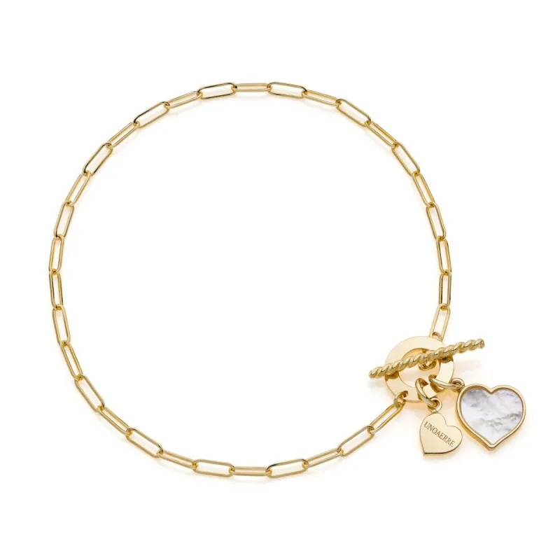 bracciale a catena donna Unoaerre Cuore 415ffb9973000 in oro 375 giallo con madreperla