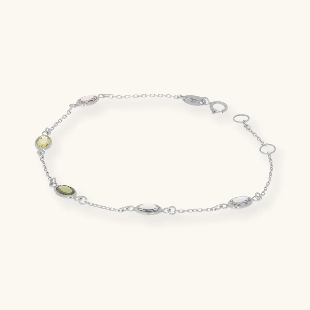 ALFYO Let It Glow Bracciale in Oro Bianco con Pietre Colorate