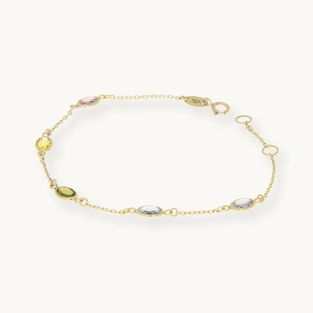 ALFYO Let It Glow Bracciale in Oro giallo con Pietre Colorate