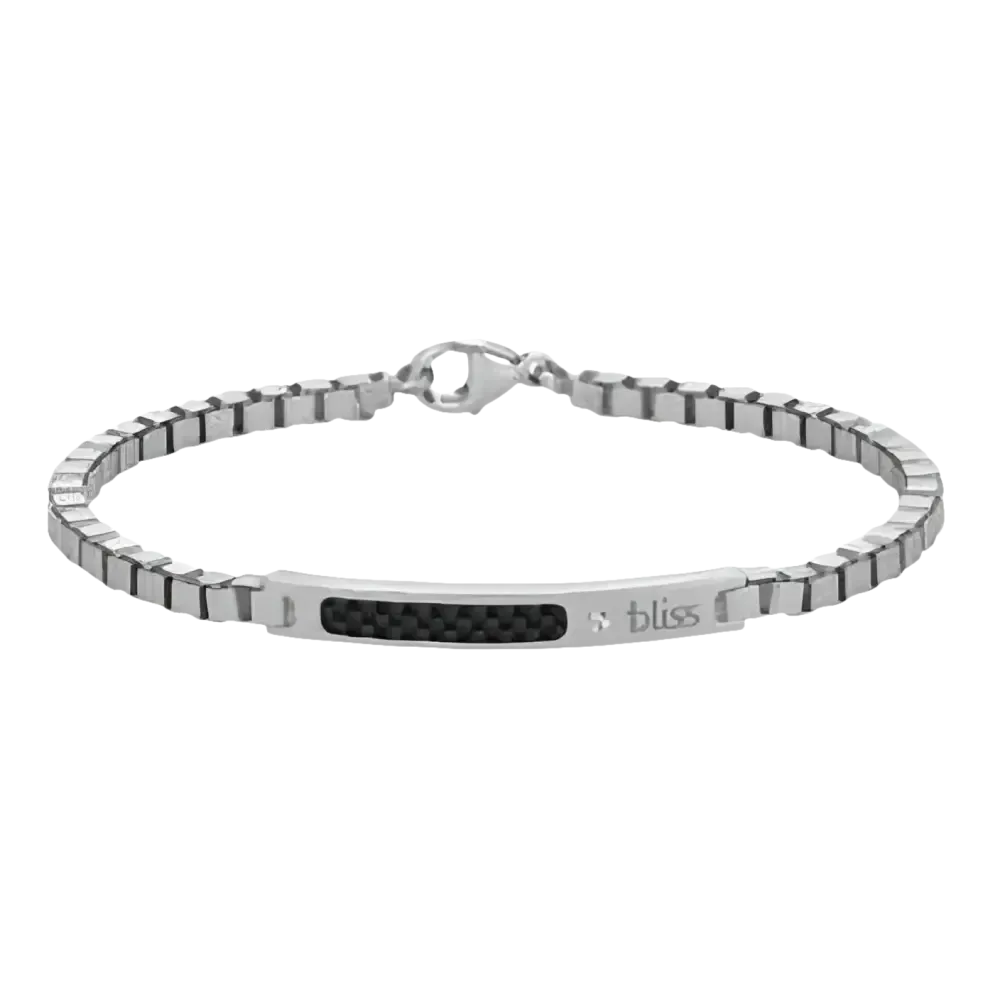 Bracciale Argento Uomo Catena Veneziana e Carbonio