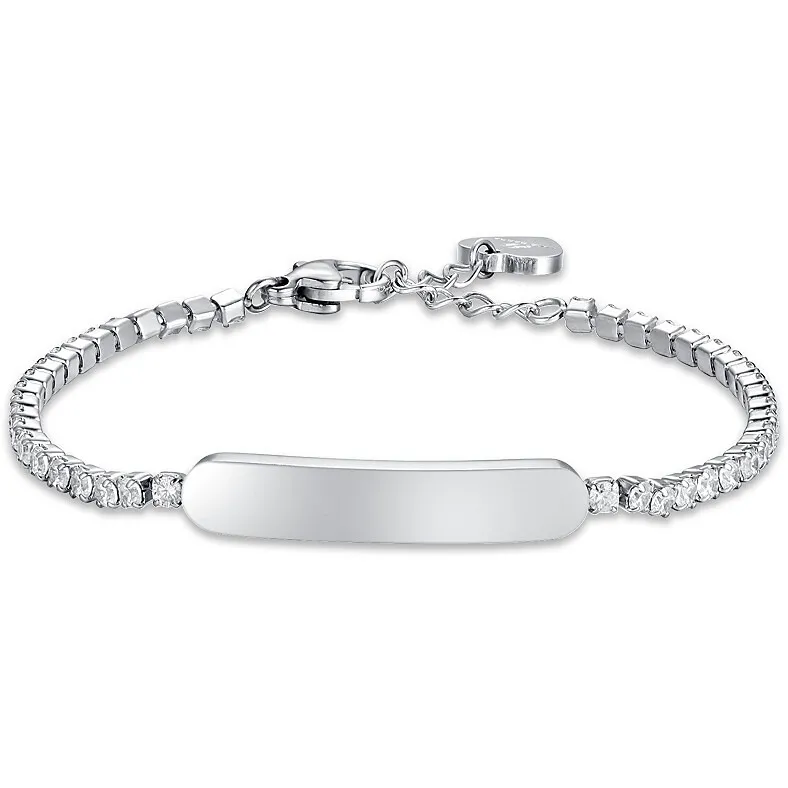 Bracciale bambino gioielli Luca Barra jb171 con piastra centrale e zirconi bianchi