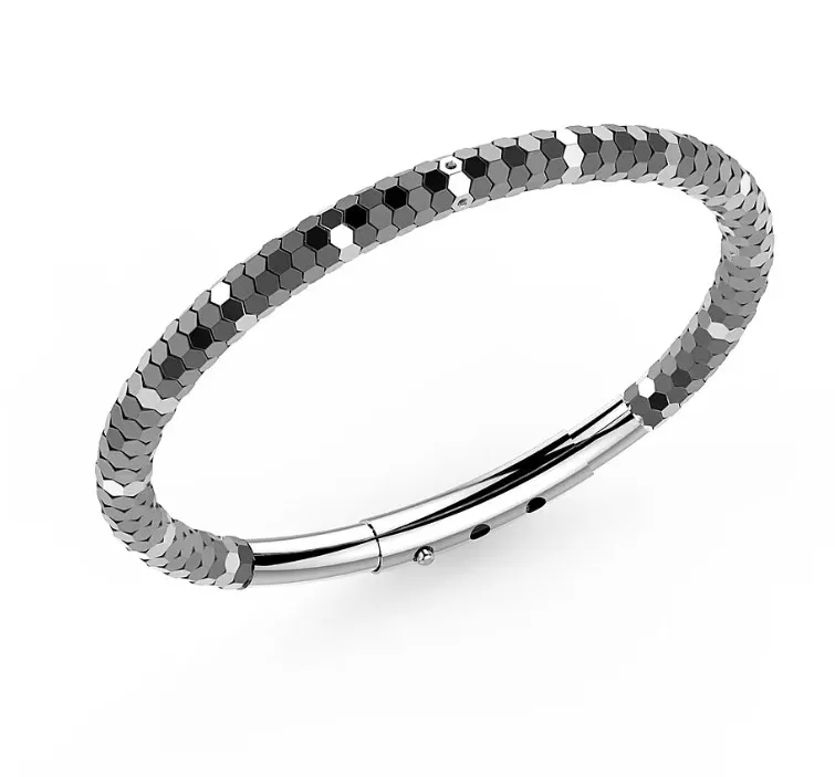 Bracciale uomo Bikkembergs in acciaio lavorato con diamantino