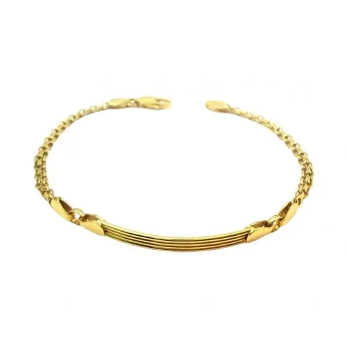 BRACCIALE CATENA UOMO A PIASTRA CENTRALE IN ORO GIALLO 18 KT