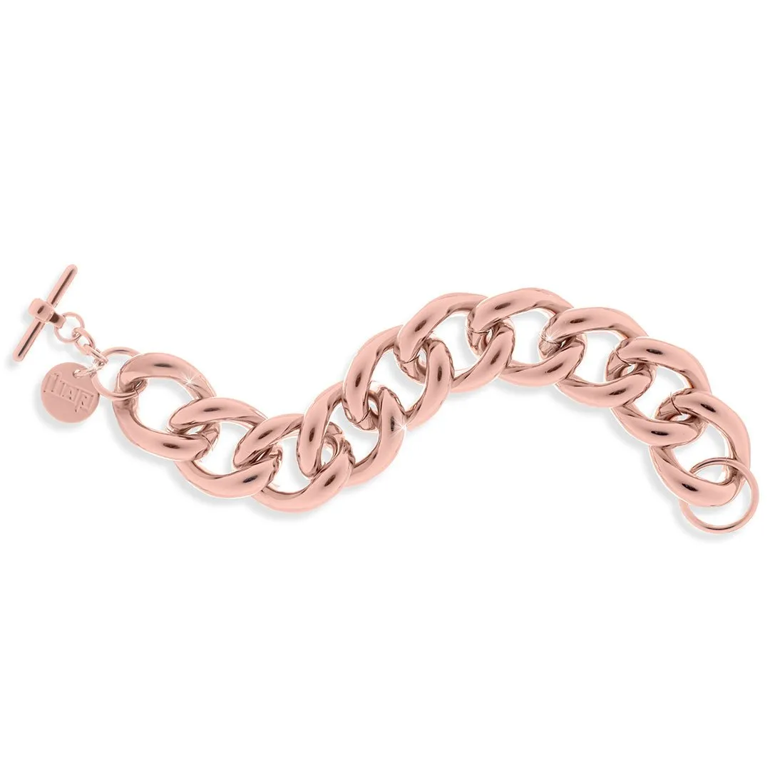 Bracciale catena grumetta maxi in bronzo dorato rosa - UNOAERRE 0708