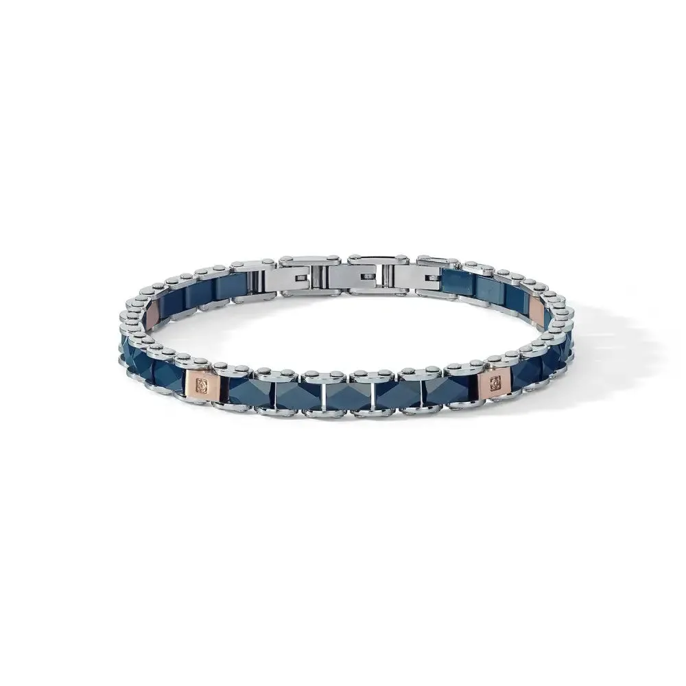Bracciale COMETE Uomo Tyres Acciaio Rosé Blu Zirconi