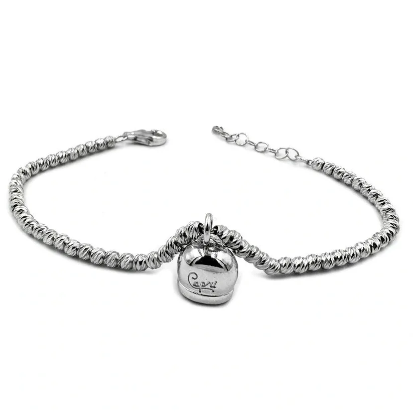 Bracciale donna con campanella capri in argento portafortuna (sfere effetto diamantate)