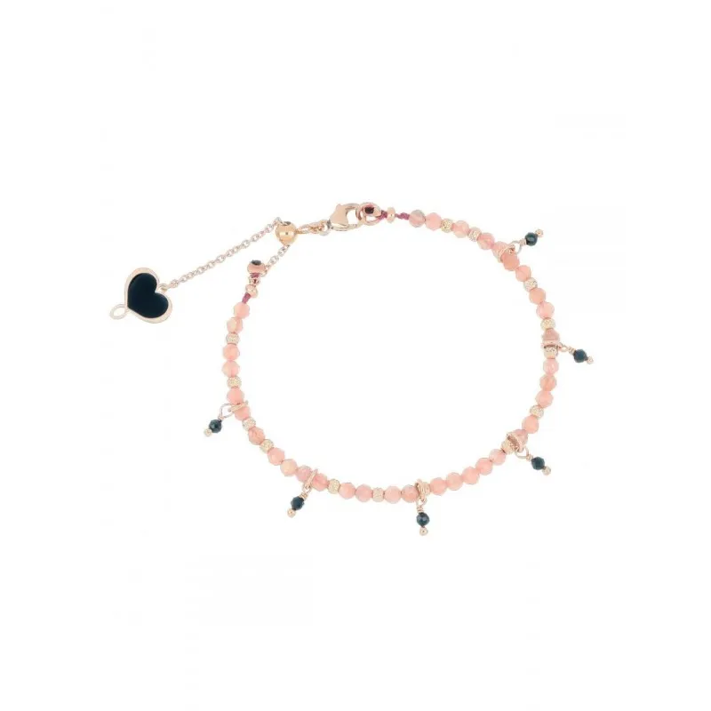 bracciale di pietre dure donna Maman et sophie bpisf2rosp argento placcato oro con rodocrosite e spinelli neri
