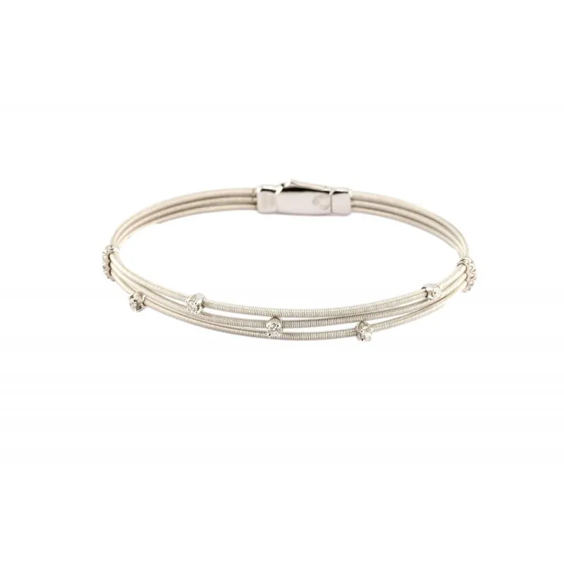 bracciale donna Bicego corda di chitarra bg225-b in oro 750 bianco con diamanti