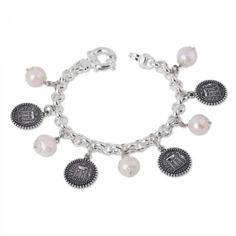 bracciale donna Gerardo Sacco perle e Monete 28055PB argento 925 con perle acqua dolce