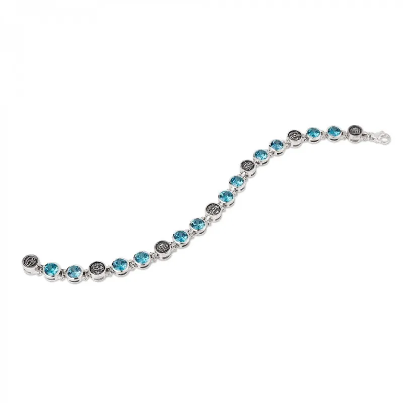 bracciale donna Gerardo Sacco pietre e simboli magnogreci 50257AZ argento 925 con zirconi