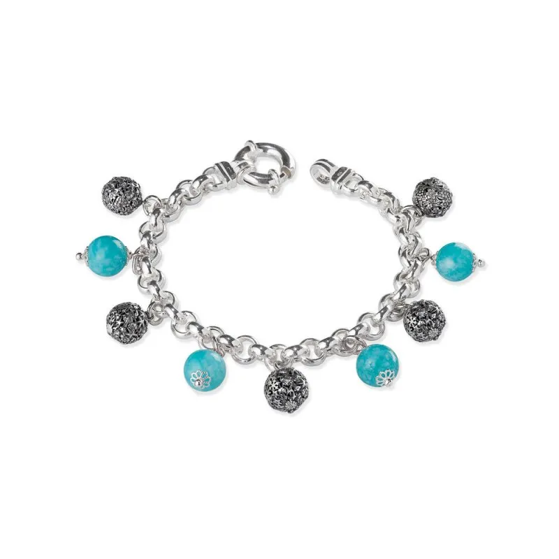 bracciale donna Gerardo Sacco pietre e sinacoli 28016AZ argento 925 con giada azzurra