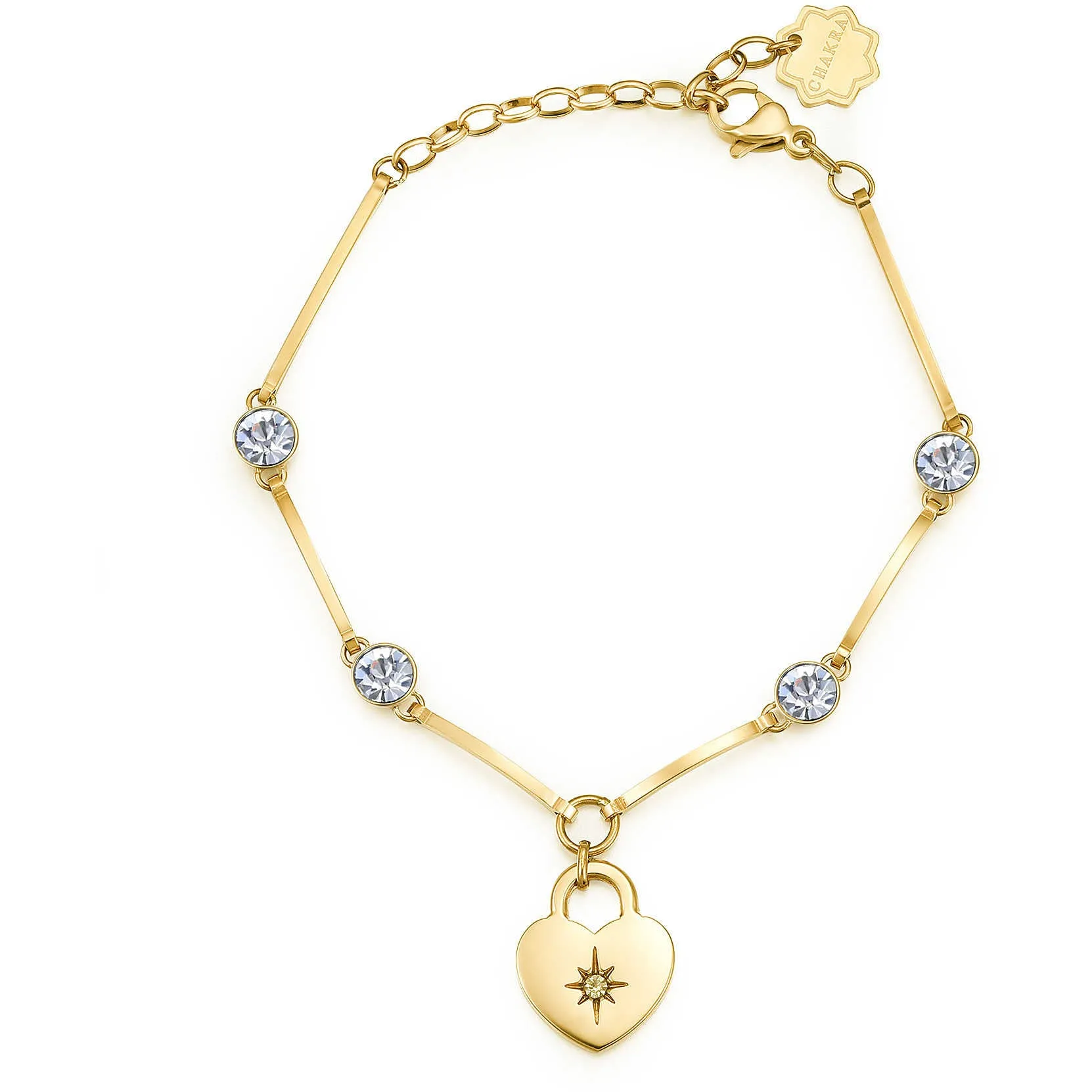 BRACCIALE BROSWAY CHAKRA AMORE PVD ORO CRISTALLI E CUORE - BHKB020