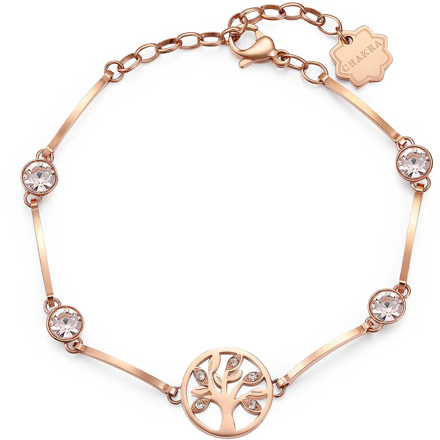 BRACCIALE BROSWAY CHAKRA MISTICI PVD ORO ROSA CON CRISTALLI - BHKB038