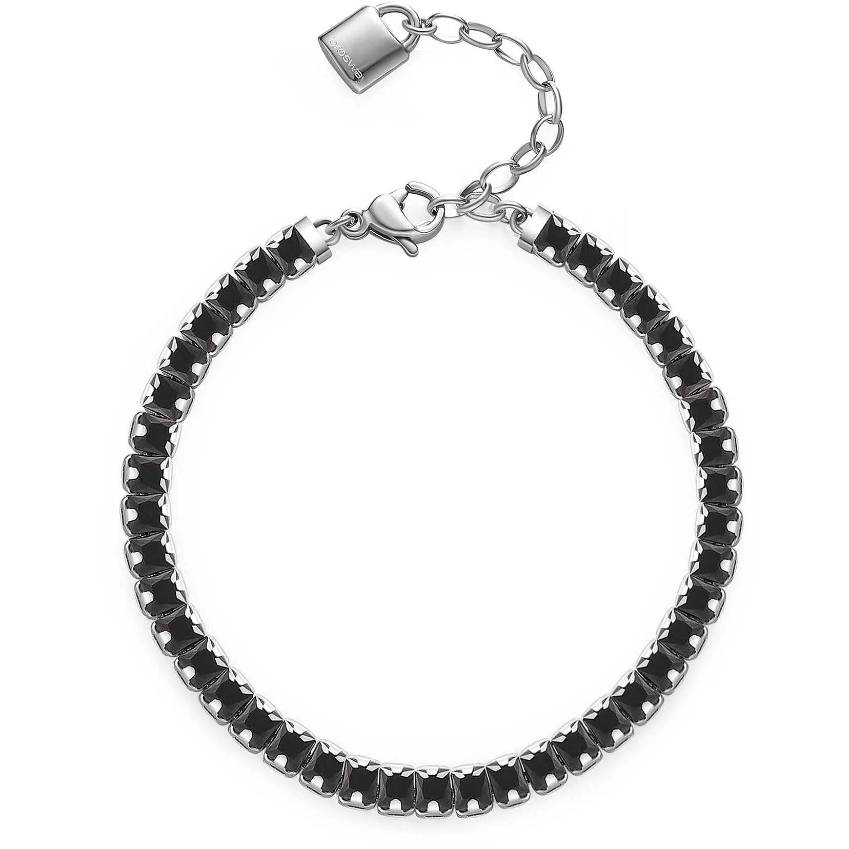BRACCIALE BROSWAY DESIDERI AFFETTI AMICIZIA TENNIS CRISTALLI NERI E LUCCHETTO - BEI057