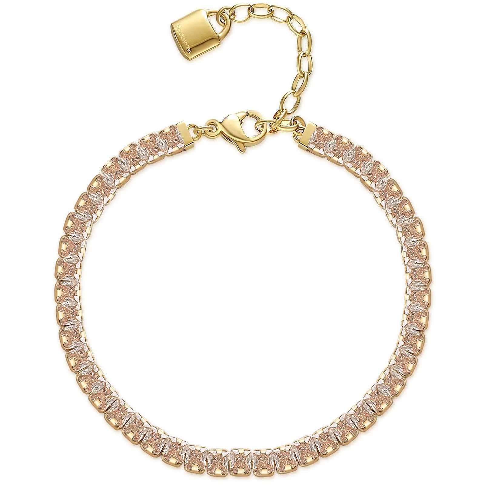 BRACCIALE BROSWAY DESIDERI AFFETTI AMICIZIA TENNIS PVD ORO CRISTALLI E LUCCHETTO - BEI059