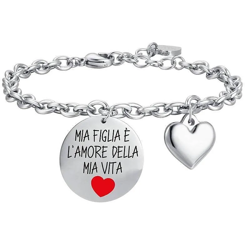 Bracciale donna acciaio gioielli Luca Barra Summer bk2483 con frase figlia