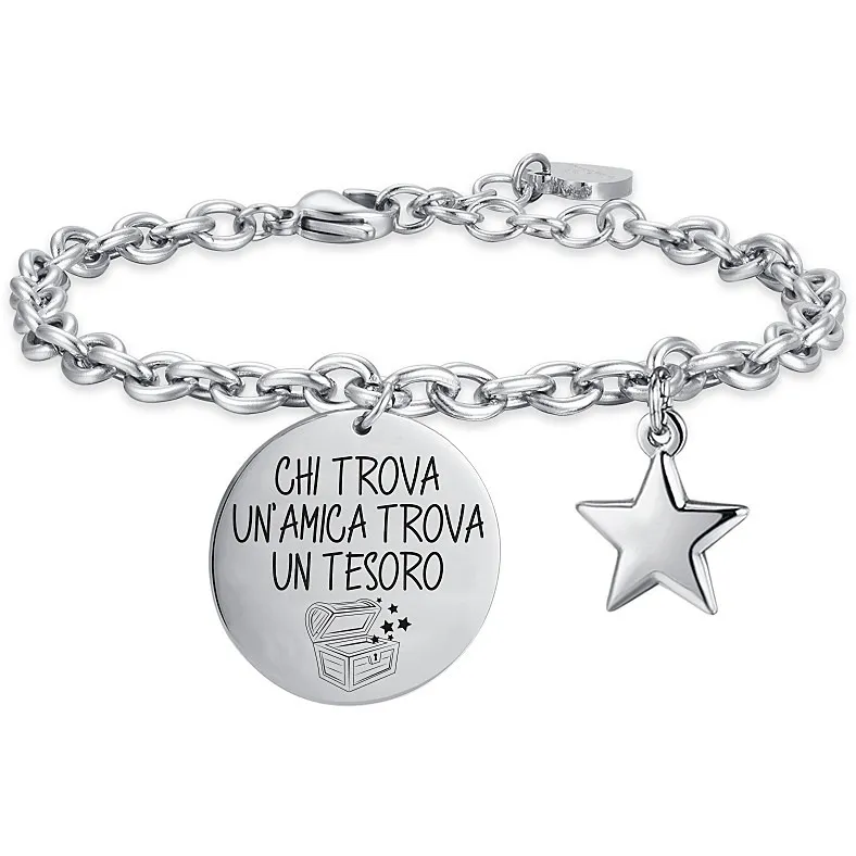 Bracciale donna in acciaio gioielli Luca Barra bk2379 con frase amico