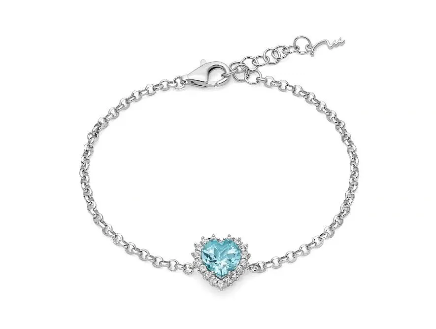 Miluna Bracciale Con Topazio Cuore Medio E Topazi Bianchi