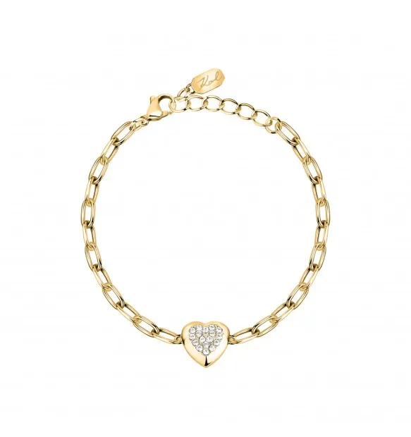 Karl Lagerfeld Bracciale Dorato A Catena Con Cuore Con Zirconi
