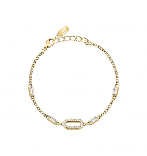 Karl Lagerfeld Bracciale Dorato Con Cristalli Baguette