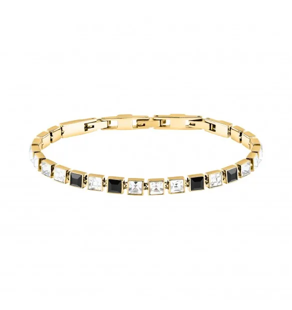 Karl Lagerfeld Bracciale Tennis Dorato Con Zirconi Bianchi E Neri