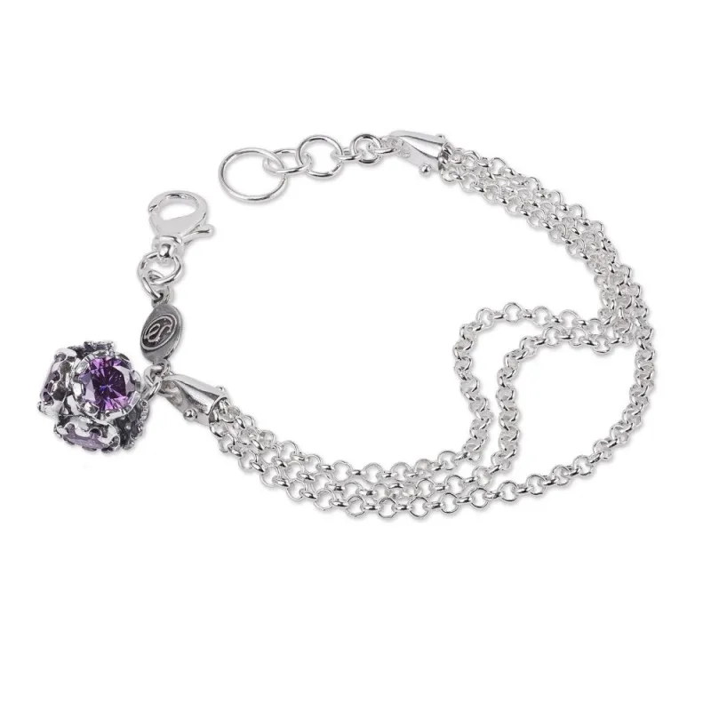 Bracciale morbido donna Gerardo Sacco Multifilo con Charm zirconia 38518VI viola