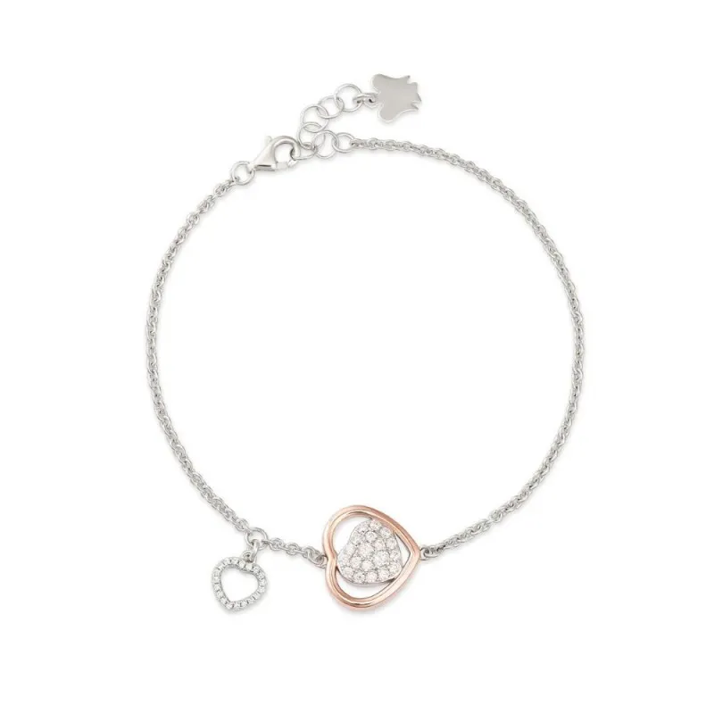 bracciale morbido donna Roberto Giannotti Bracciale trilogia con cuore traforato GIA456 argento 925 con zirconi