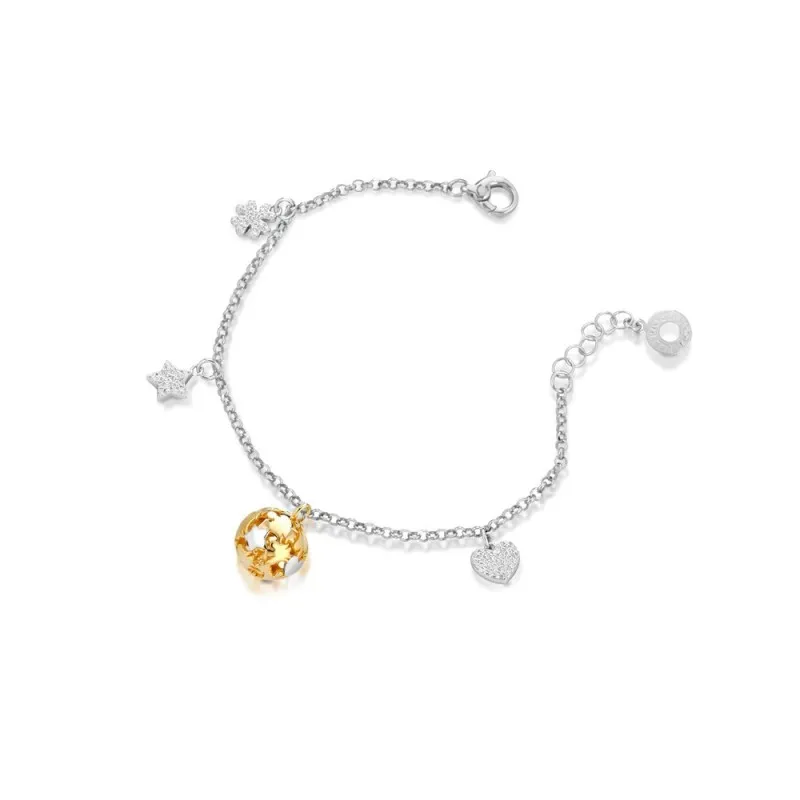 bracciale morbido donna Roberto Giannotti Chiama angeli con quadrifoglio stella e cuore SFA145 argento 925 con zirconi