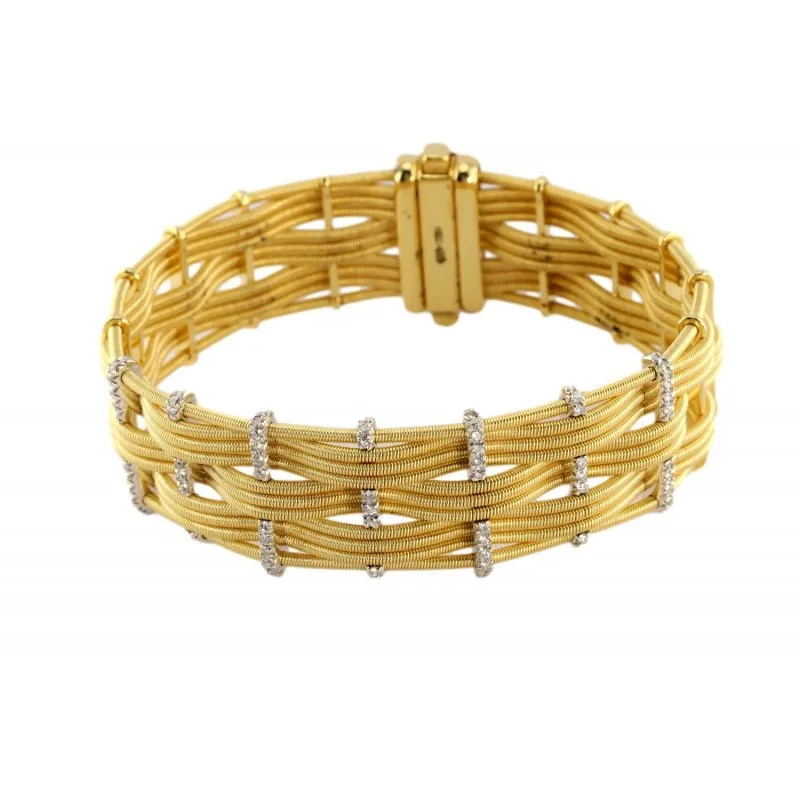 bracciale multifilo donna Bicego corda di chitarra bg507-b in oro 750 giallo con diamanti