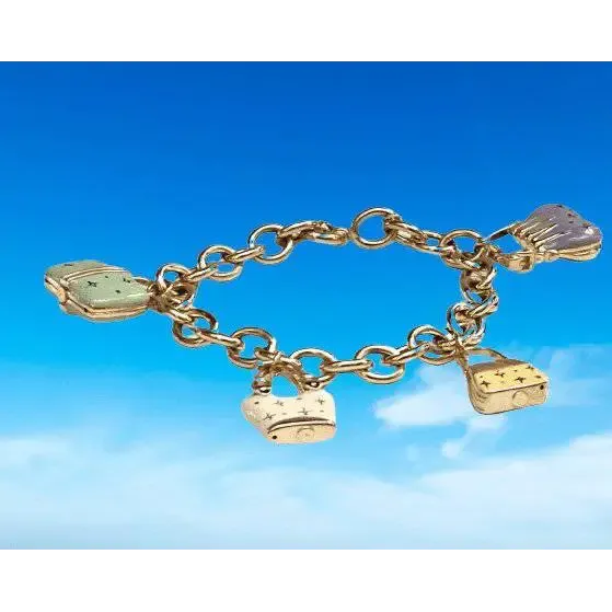 Bracciale Oro Giallo Donna Borsette Smaltate