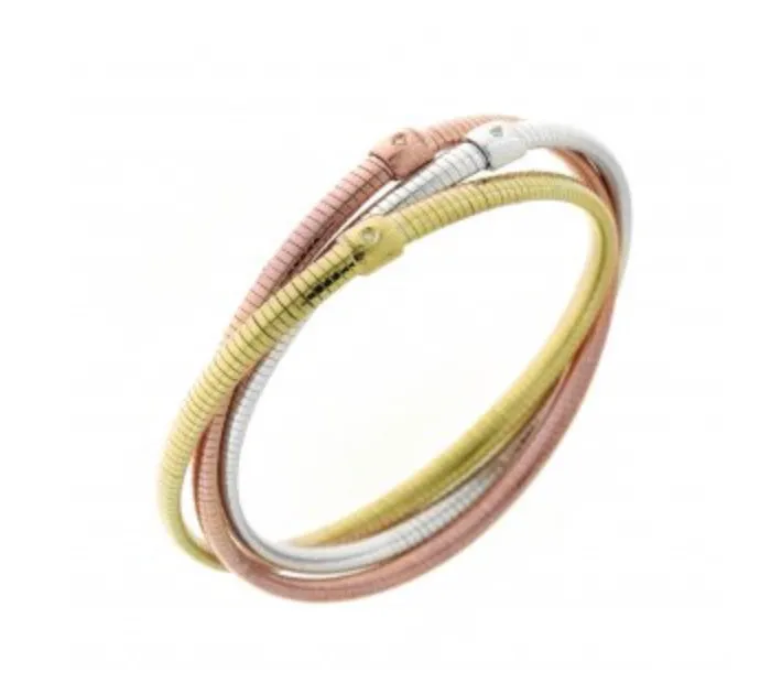 BRACCIALE ORO TRICOLORE BIANCO, GIALLO E ROSA CON BRILLANTI BIANCHI 1B02093ZB3180