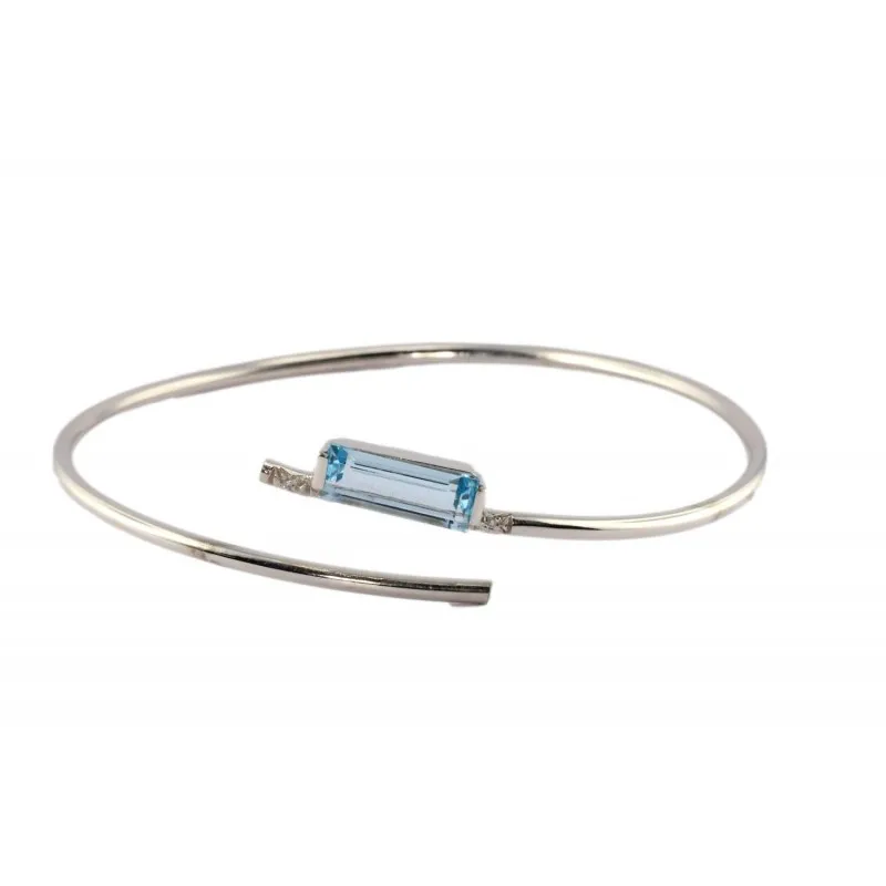 bracciale rigido donna Miluna lav002285 in oro 750 bianco con topazio azzurro e diamanti