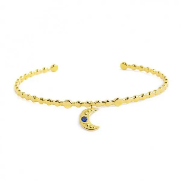 Bracciale Rigido Luna Pendente Con Zircone Blu