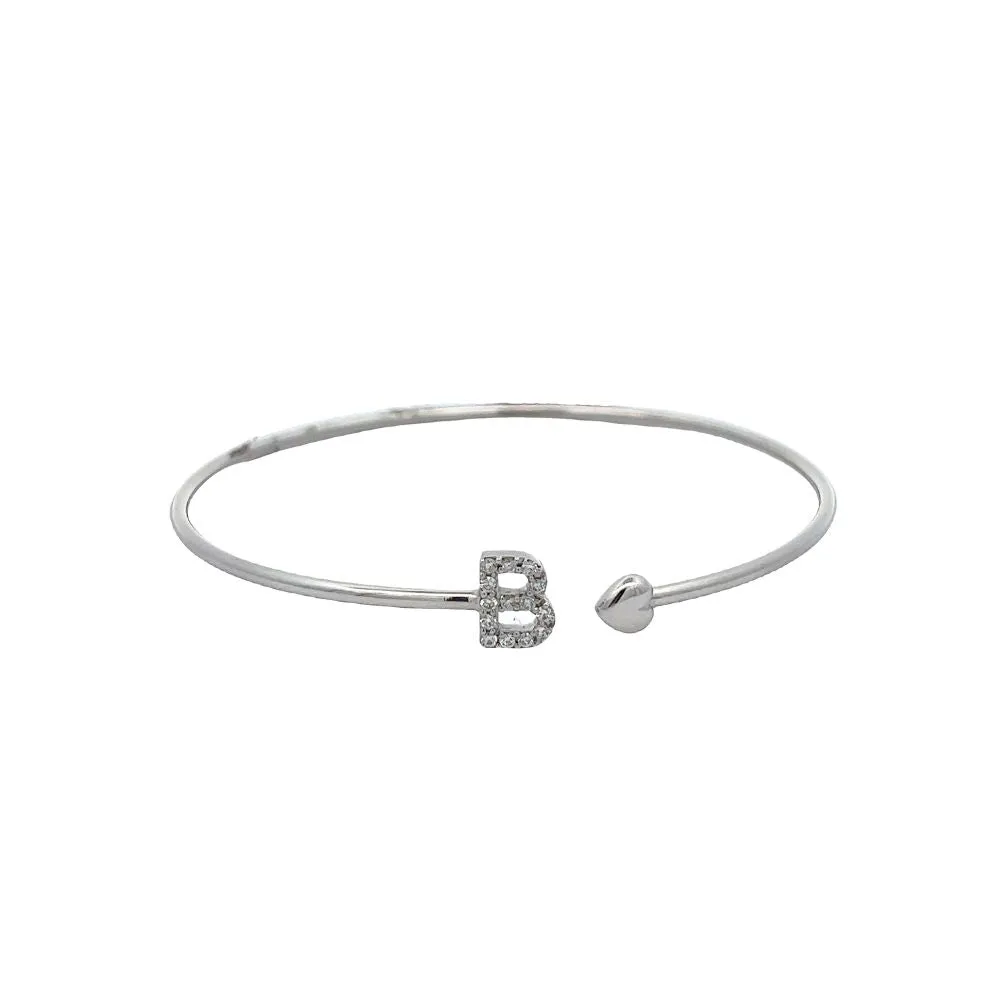 Crivelli - Bracciale rigido aperto con iniziale B in oro bianco e diamanti