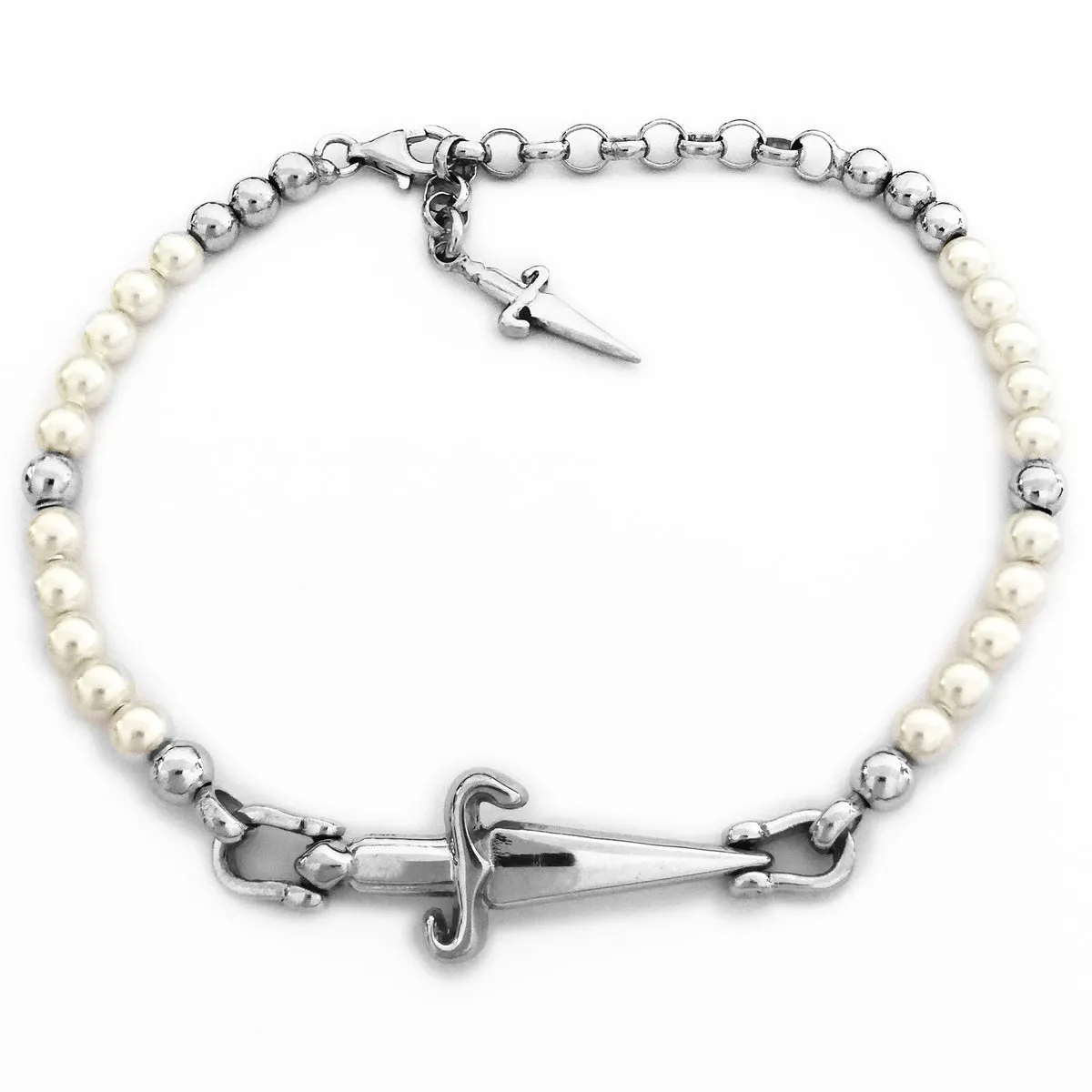 JPBR0380B CESARE PACIOTTI Jewels Rosario a Bracciale con Spadino in Argento 925 e perle