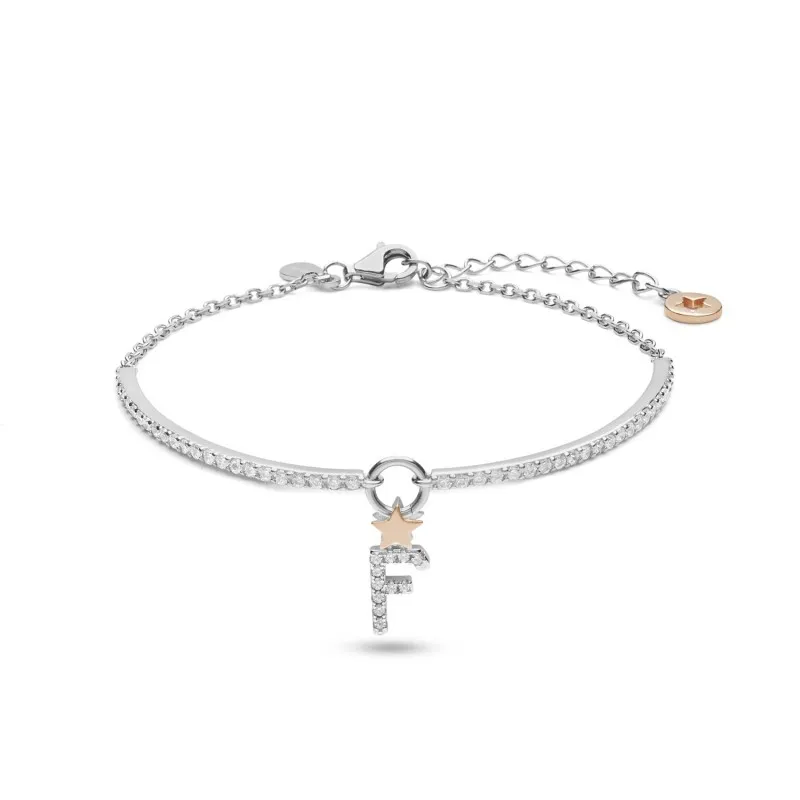 bracciale semirigido donna Comete Stella Lettera F bra178 con zirconi