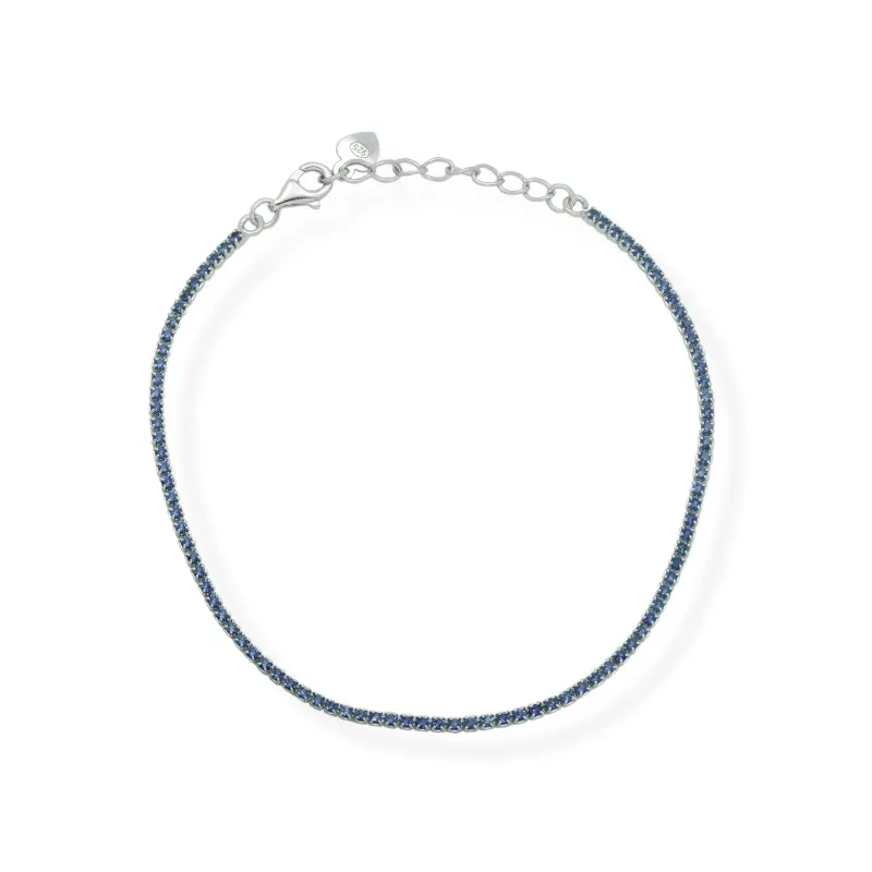 Bracciale Tennis Argento 925 con Pietre Blu