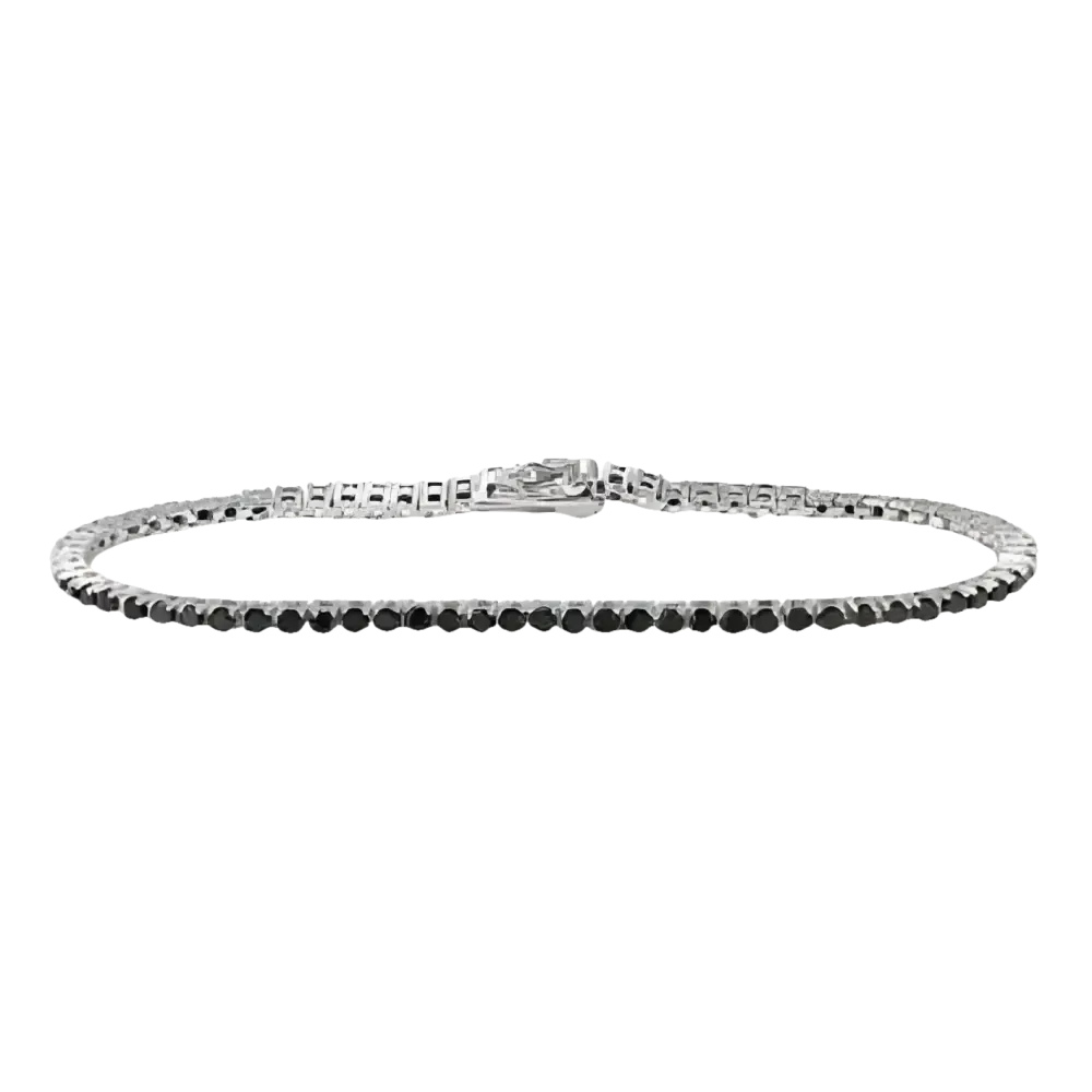 Bracciale Tennis Argento e Zirconi Neri Bliss
