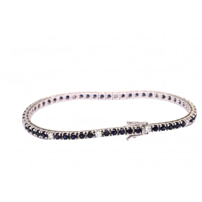 bracciale tennis donna Giorgio Visconti alternato br38297ez in oro 750 bianco con zaffiri e diamanti
