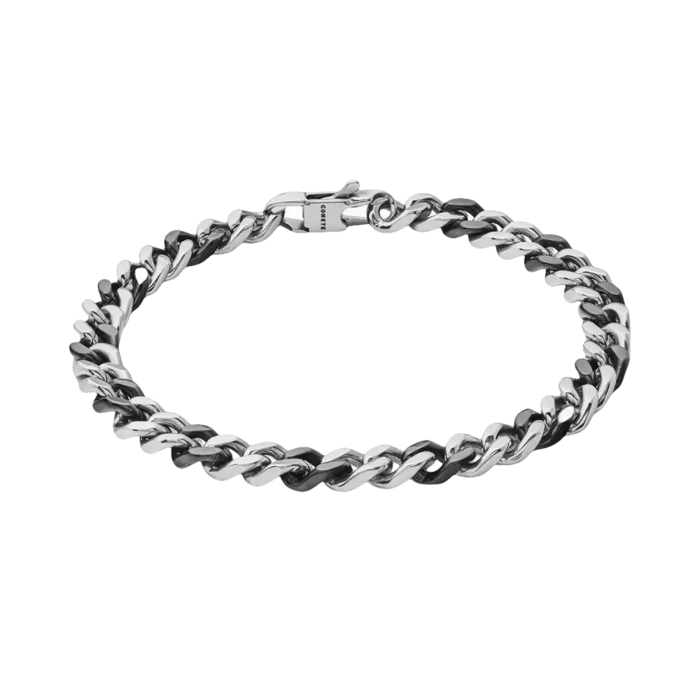Bracciale Uomo Acciaio Nero e Argento Comete Gioielli